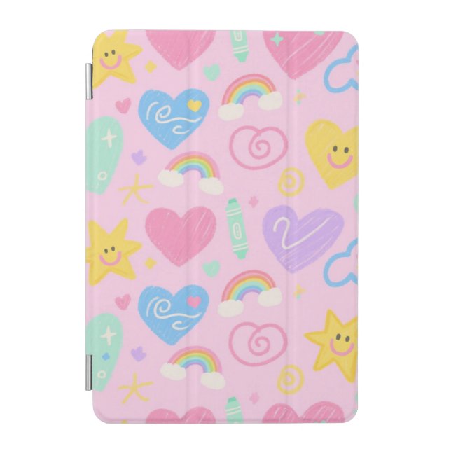 Hearts & Doodles Ipad Case – Kawaii Kidcore Vibe (Front)