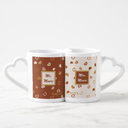 Hearts _ Earthtone Rustic Coffee Mug Set