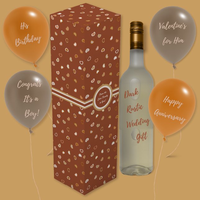 Hearts - Earthtone rustic on burnt sienna wine box (Hearts - Earthtone rustic on burnt sienna wine box by Leapfroglisics Shop)