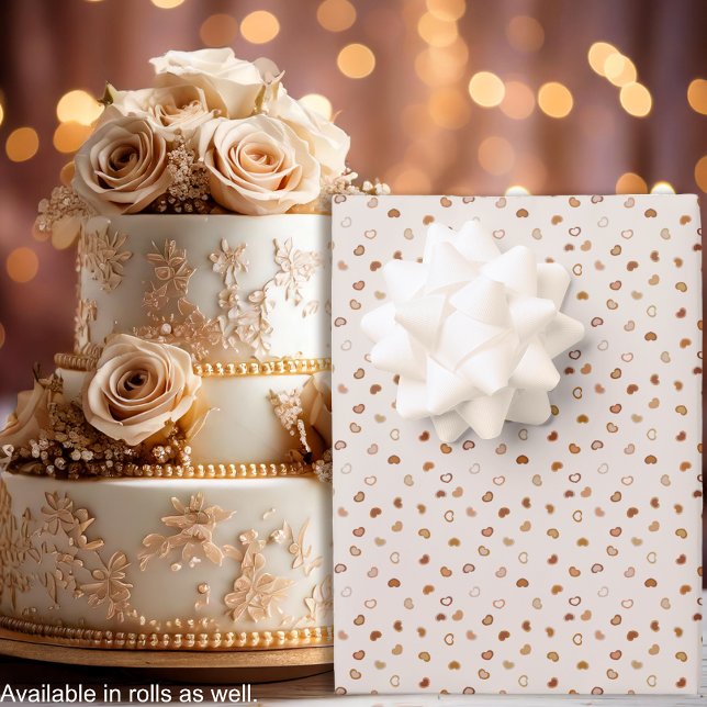 Hearts - Earthtone rustic on white cement Wrapping Paper Sheets (Hearts - Earthtone rustic on white cement Wrapping Paper Sheets - Wedding Cake - by Leapfroglisics)