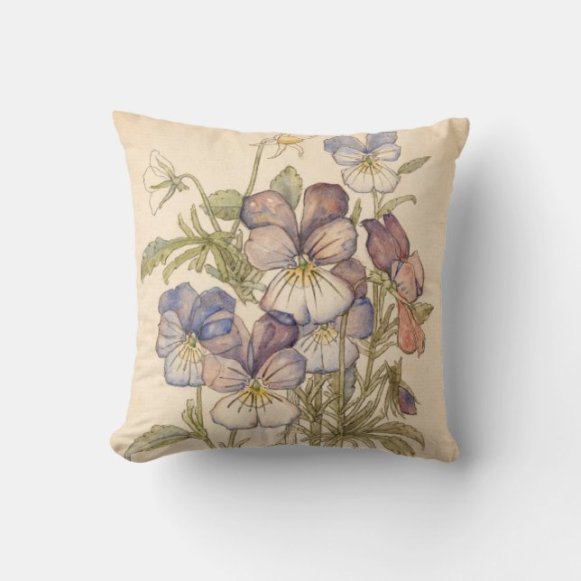 Heart's-Ease Walberswick by Charles Mackintosh Throw Pillow (Front)
