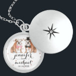 Hearts English Bulldog wedding Locket Necklace<br><div class="desc">Celebrate your love for both your partner and your beloved English Bulldog with this adorable hearts-themed locket featuring charming bulldog design. Perfect for dog-loving couples, this sweet piece combines romantic heart motifs with your favorite breed, creating a unique keepsake that honors the special role your furry family member plays in...</div>