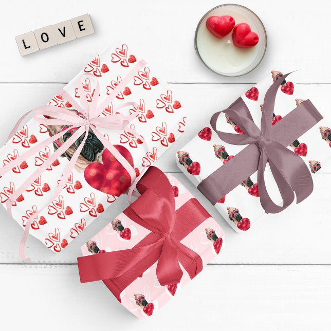 Hearts English Mastiff Dog Lover Valentines Gift Wrapping Paper Sheets (Creator Uploaded)