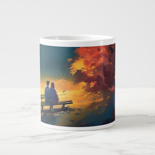 Hearts Entwined: Couple's Bliss Mugs" Giant Coffee Mug (Front)
