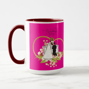 Hearts entwined hot pink mug