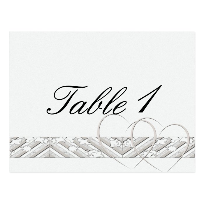 Hearts Entwined with Floral Border in Table Number Post Cards