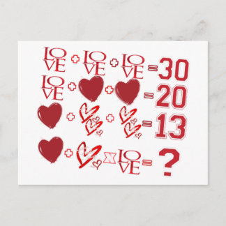 hearts equation valentine's day design holiday postcard