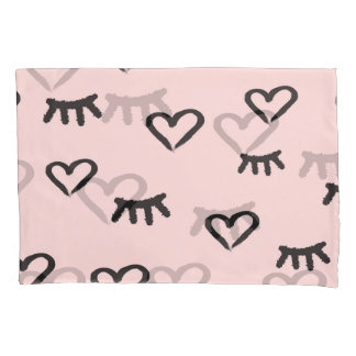 Hearts & Eyes: Grunge Vintage Sketch Pillow Case