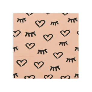 Hearts & Eyes: Grunge Vintage Sketch Wood Wall Art