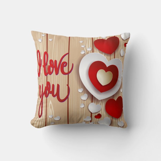 Hearts Fantasy Throw Pillow (Front)