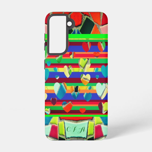 Hearts Fashionable Fun  Mosaic Art Samsung Galaxy Case (Back)