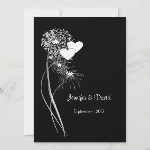 Hearts &amp; Fireworks Wedding Invitation