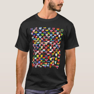 Hearts Flags Of The World Countries International T-Shirt