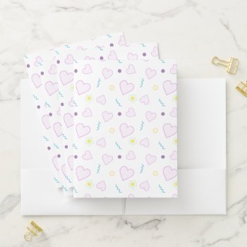 Hearts  Flowers And Zigzag Lines Pocket Folder by JanesPatterns at Zazzle