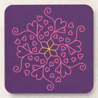 Hearts & Flowers Mandala Inspired Beverage Coaster