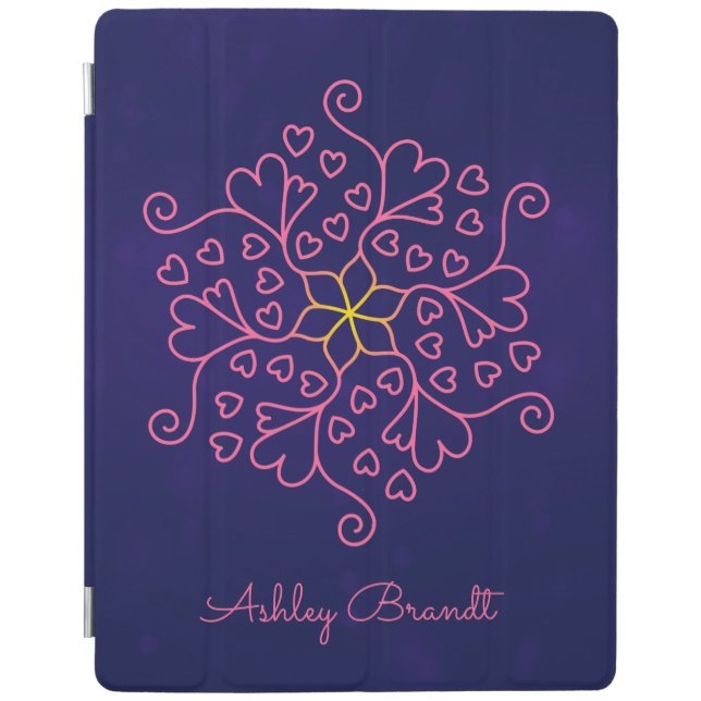 Hearts & Flowers Mandala-Inspired iPad Smart Cover (Front)