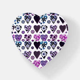 Hearts & Flowers Modern Patchwork Color Pop Paperweight