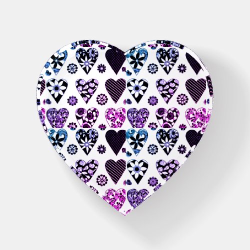 Hearts  Flowers Modern Patchwork Color Pop Paperweight