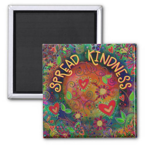 Hearts Flowers Spread Kindness Inspirivity Magnet