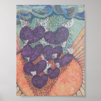 hearts fly away very unique art poster
