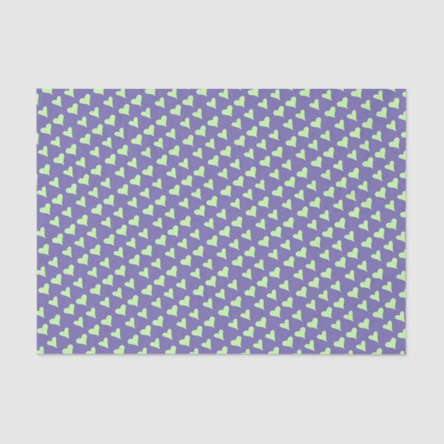 Hearts for Decoupage Green and Purple Tissue Paper (Front)