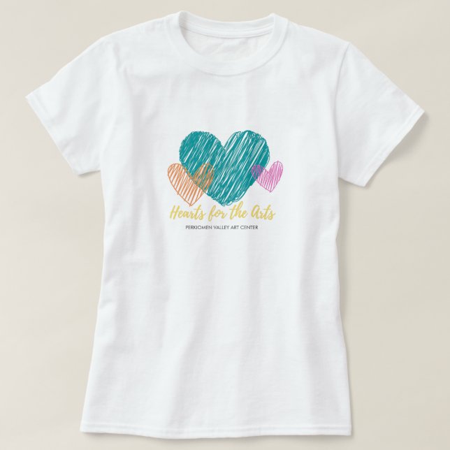 Hearts for the Arts, Teal Heart, Editable T-Shirt (Design Front)