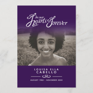 Hearts forever funeral service program dark purple
