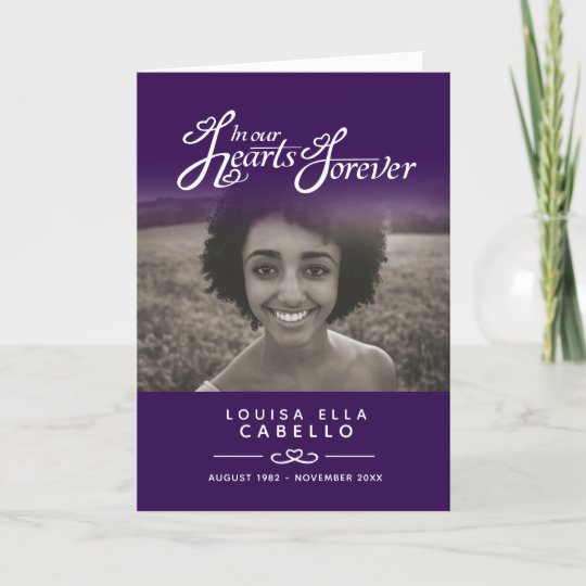 Hearts forever funeral service program purple | Zazzle.com