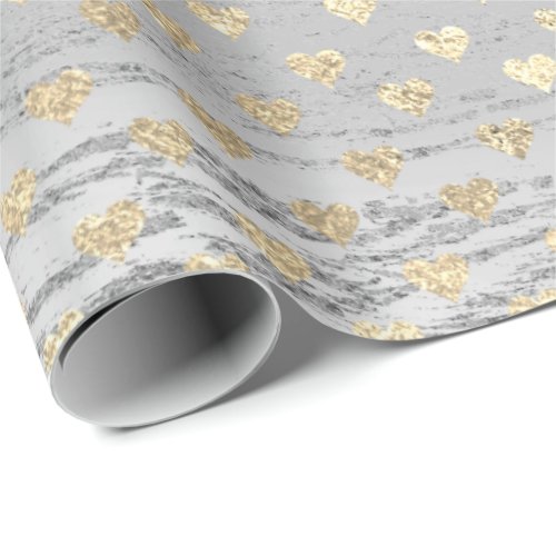 Hearts Foxier Wood Silver Gray Beach Rustic Weddin Wrapping Paper