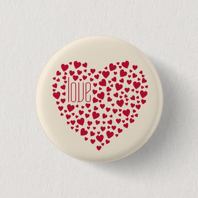 Hearts Full of Hearts Love Red Pinback Button (Front)
