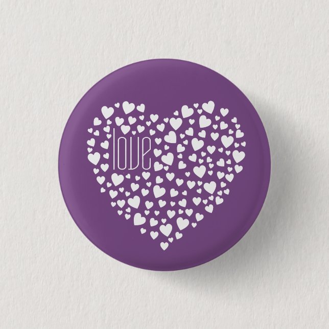 Hearts Full of Hearts Love White Button (Front)