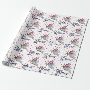 Hearts Funny Valentine Cupid Gnome Pattern Wrapping Paper