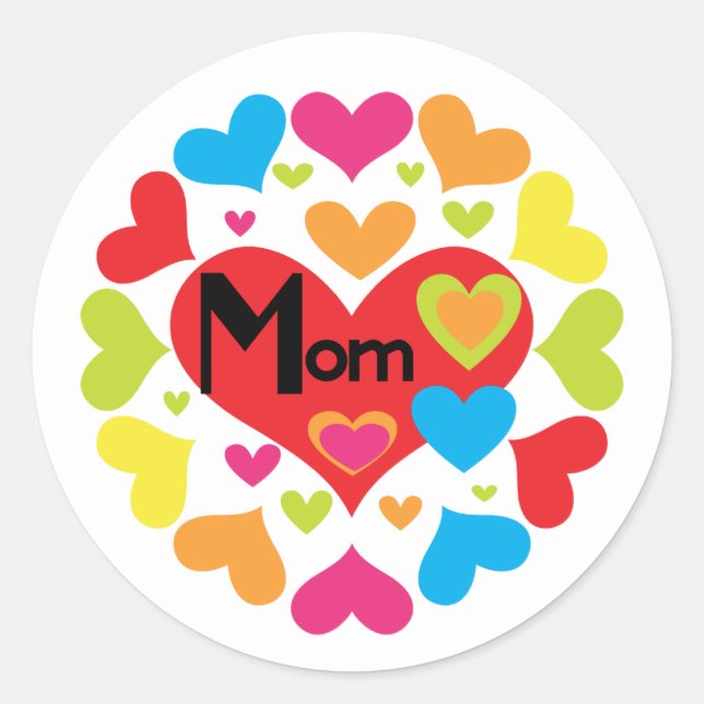 Hearts Galore Mom T-shirts and Gifts Classic Round Sticker (Front)