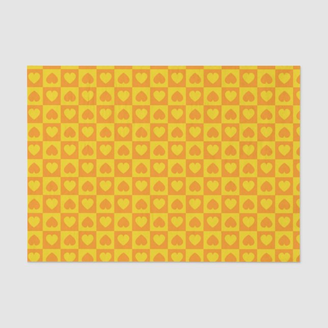 Hearts Galore Yellow and Orange Tissue Paper (Front)