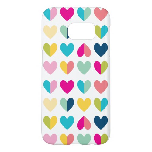 HEARTS geometric pattern colorful modern rainbow Samsung Galaxy S7 Case