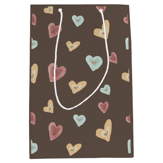 Hearts Gift Bags  - Brown  (Front)