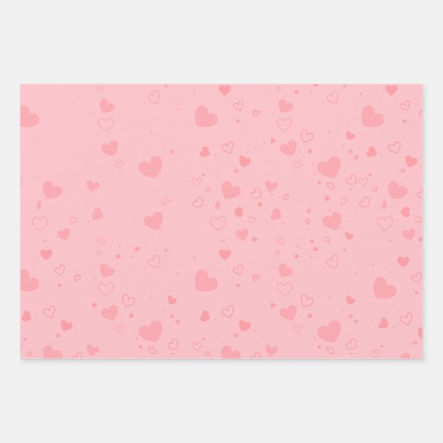 Hearts gift wraper wrapping paper sheets (Front)