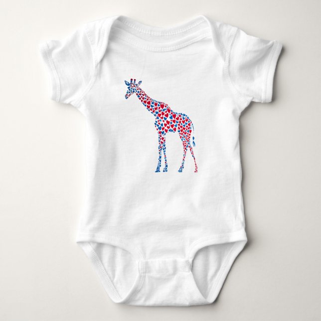 Hearts Giraffe Baby One-Piece Bodysuit (Front)