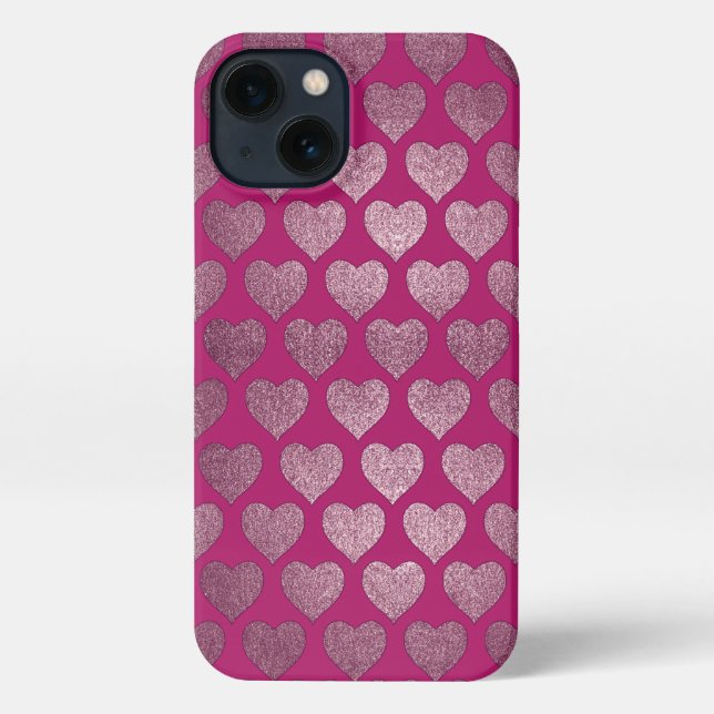 Hearts Glitter Pattern iPhone Case (Back)