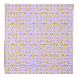 Hearts gold crown tiara periwinkle duvet cover