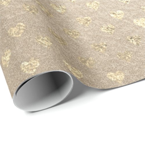 Hearts Gold Foxier Pearly Titanium Ivory Glitter Wrapping Paper