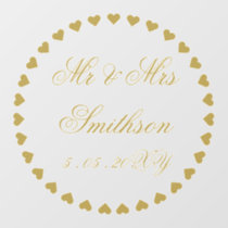 Hearts Gold Personalized Elegant Wedding  Floor Decals
