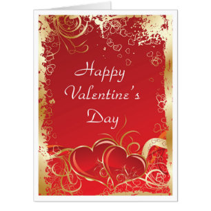 Hearts & Gold Swirls Giant Valentine's Day Card