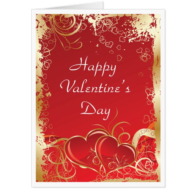 Hearts & Gold Swirls Giant Valentine's Day Card (Front)