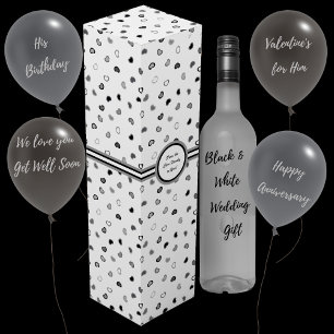 Hearts - Gray to Black on White Wine Box
