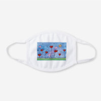 hearts growing white cotton face mask
