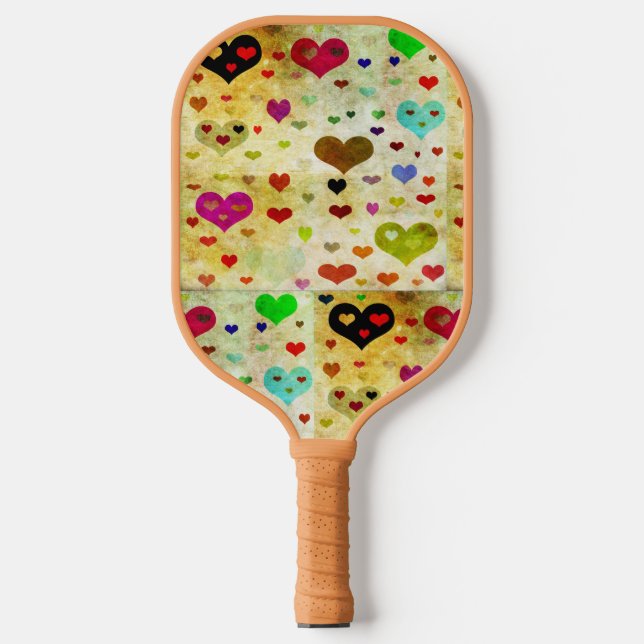 Hearts-Grunged by Shirley Taylor Pickleball Paddle (Front)
