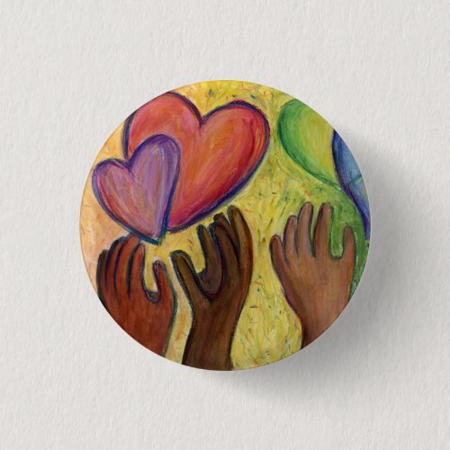 Hearts & Hands Diversity Love Button or Lapel Pins