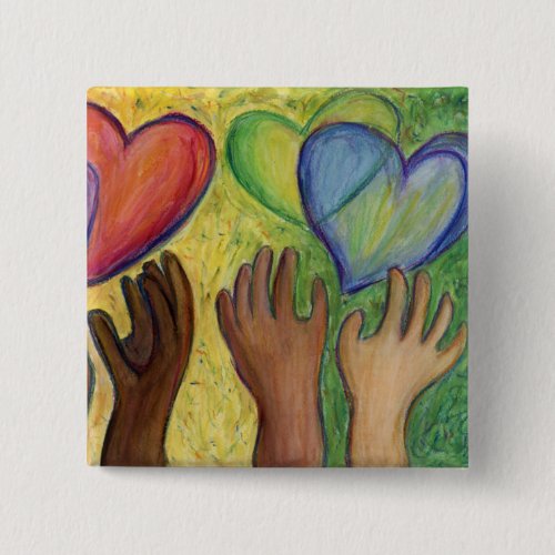 Hearts & Hands Diversity Love Button or Lapel Pins