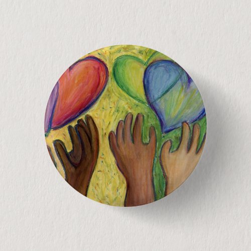 Hearts & Hands Diversity Love Button or Lapel Pins